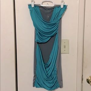 Strapless Grey and Turquoise Mini Dress size S